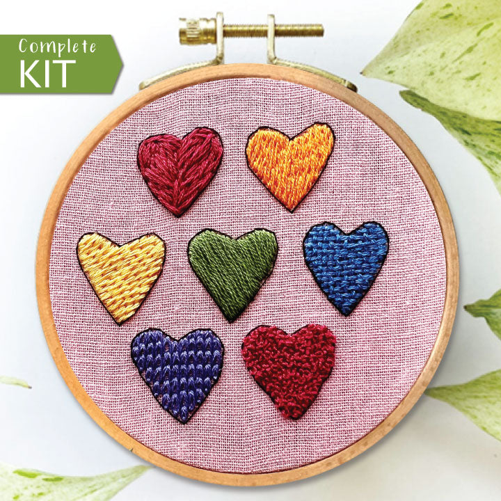 Embroiderymaterial Cute Heart Shape Design DIY Hand Embroidery Beginner Kit  (Multicolor3), Others : : Home & Kitchen
