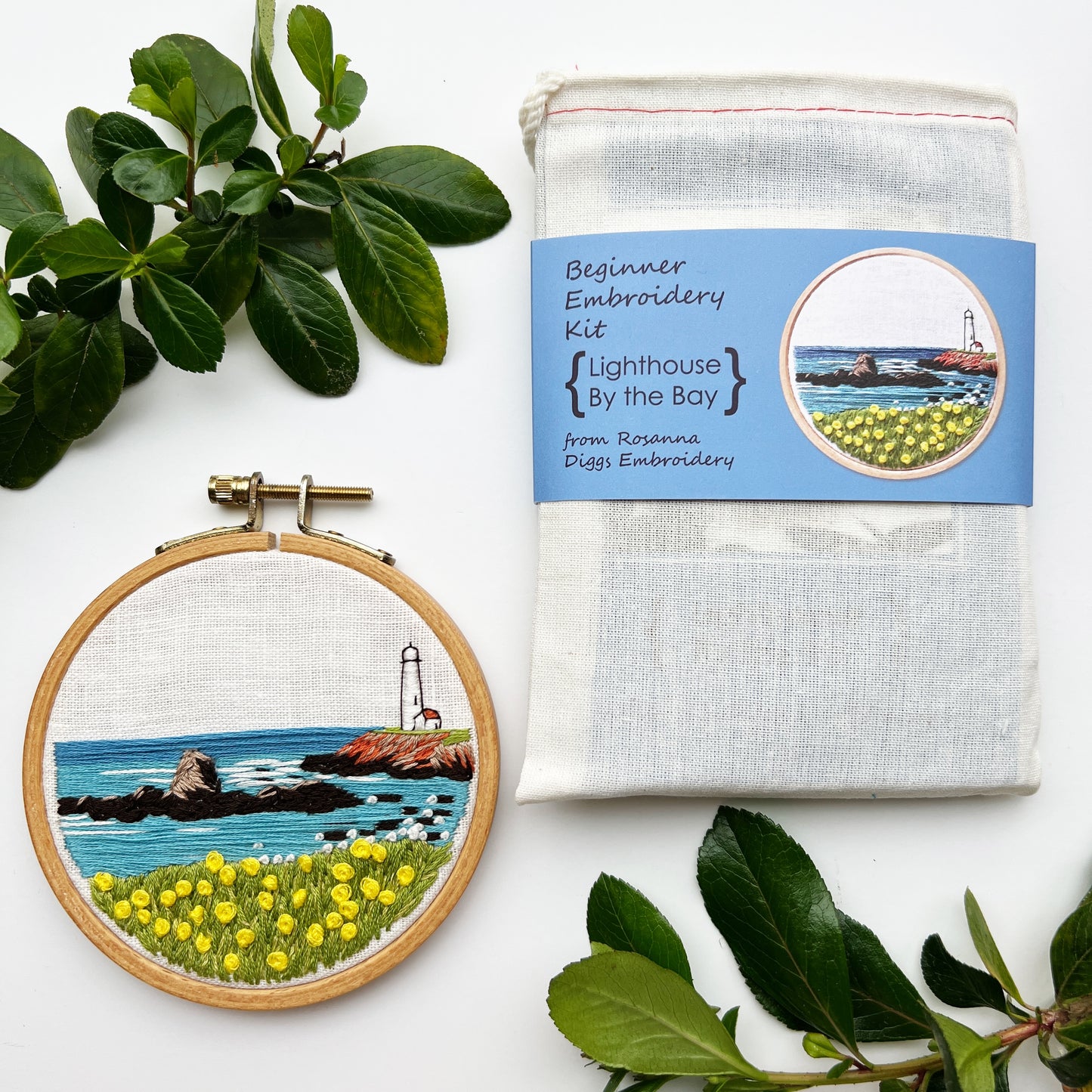 Lighthouse by the Bay: Beginner Embroidery Kit