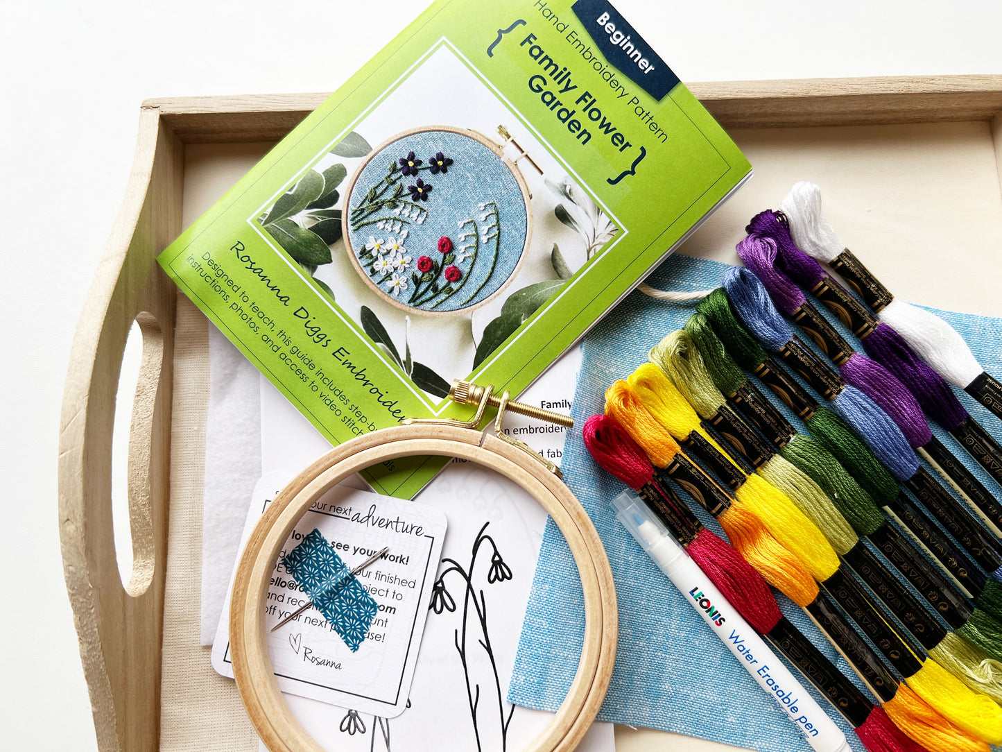 Family Flower Garden in Blue: Design Your Own Embroidery Kit