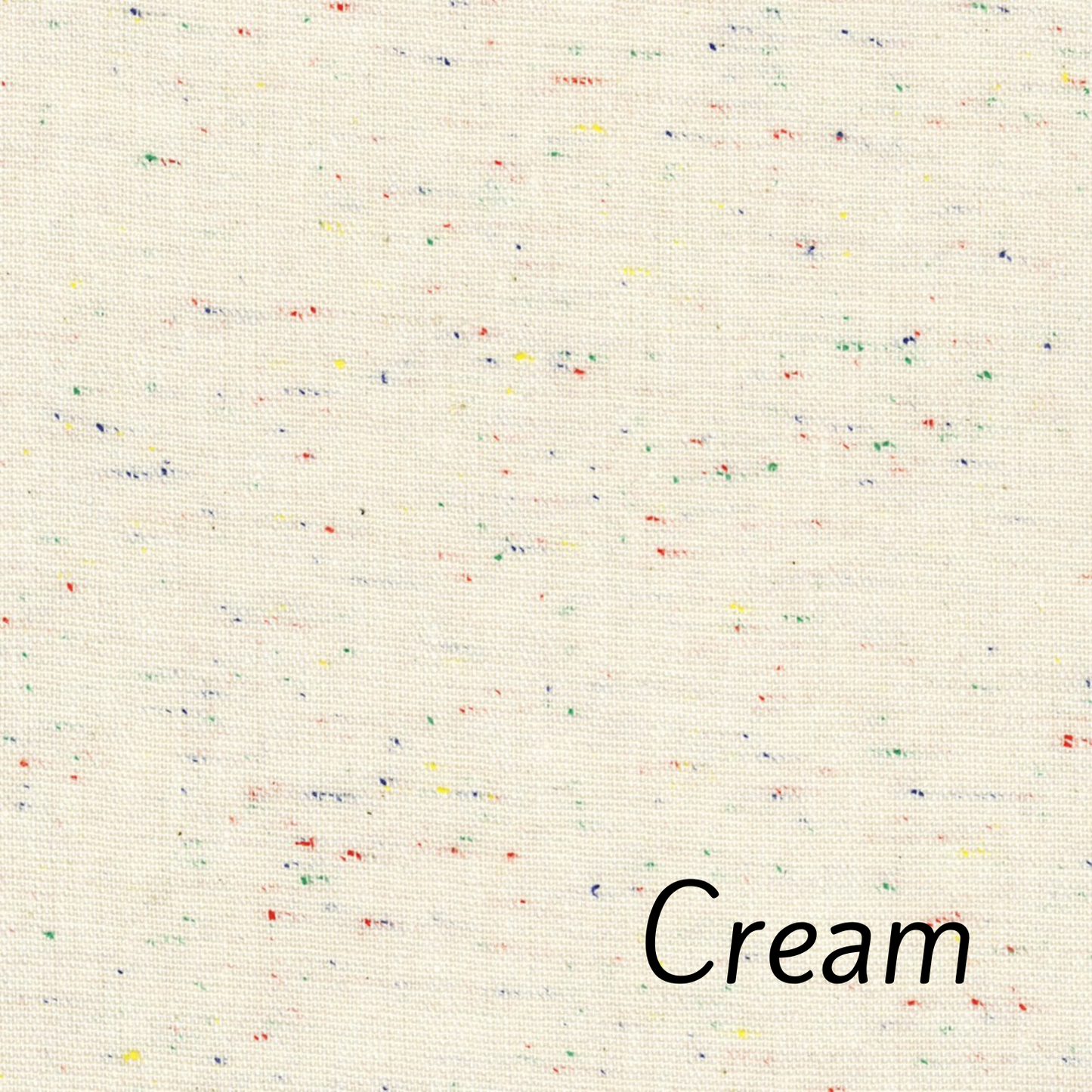 Robert Kaufman Essex Speckle Linen Blend Fabric in Cream.  Soft cream with speckles of red, yellow, green and blue.