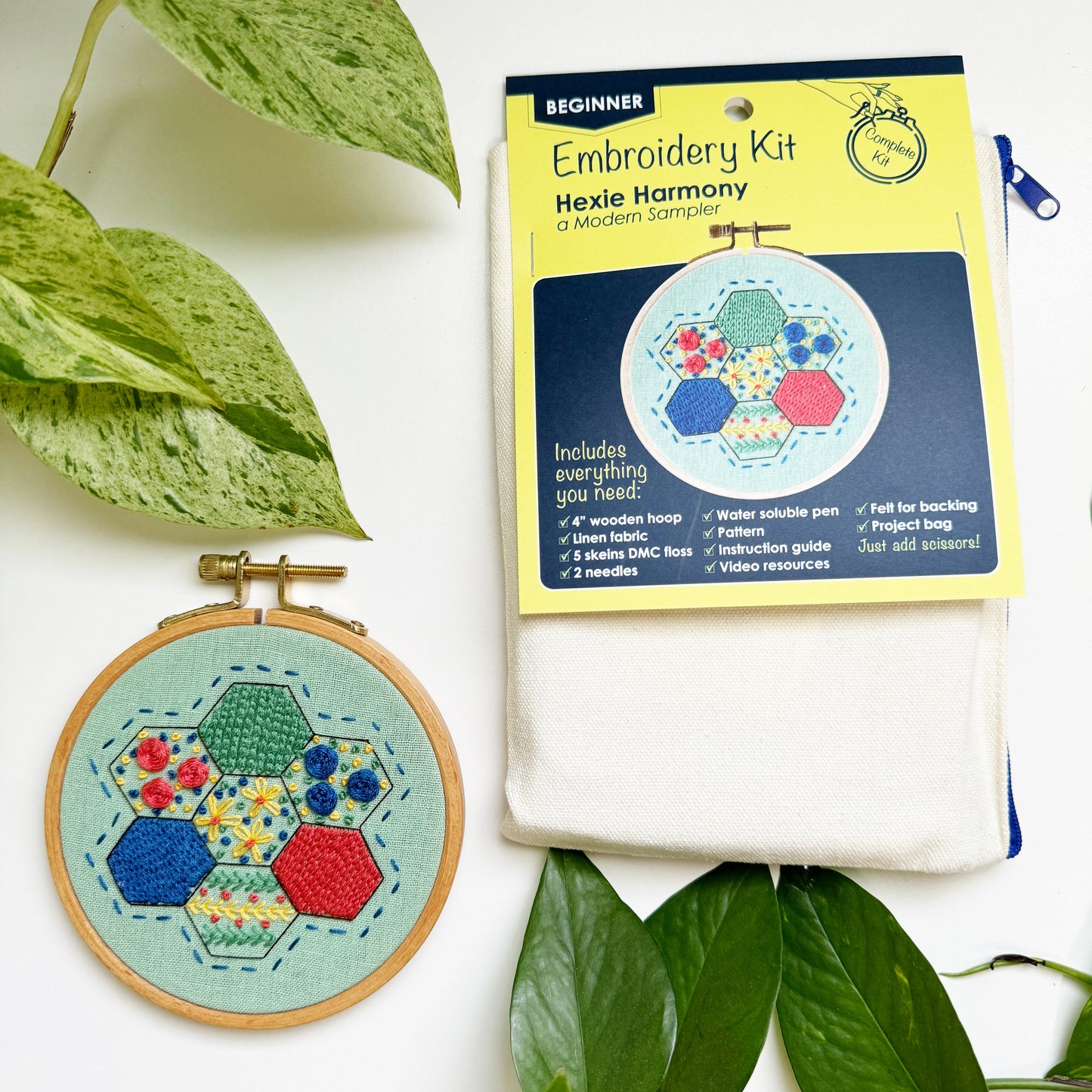 All Rosana Diggs kits come in a reusable zippered project bag.  The booklet and outer label are printed on 100% recycled paper.