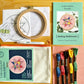 What is Included: 4 inch wooden hoop, 6 inch square linen fabric, water soluble pen, full skeins of floss, needle, pattern, step-by-step instructions and felt for backing in a reusable zippered project bag.