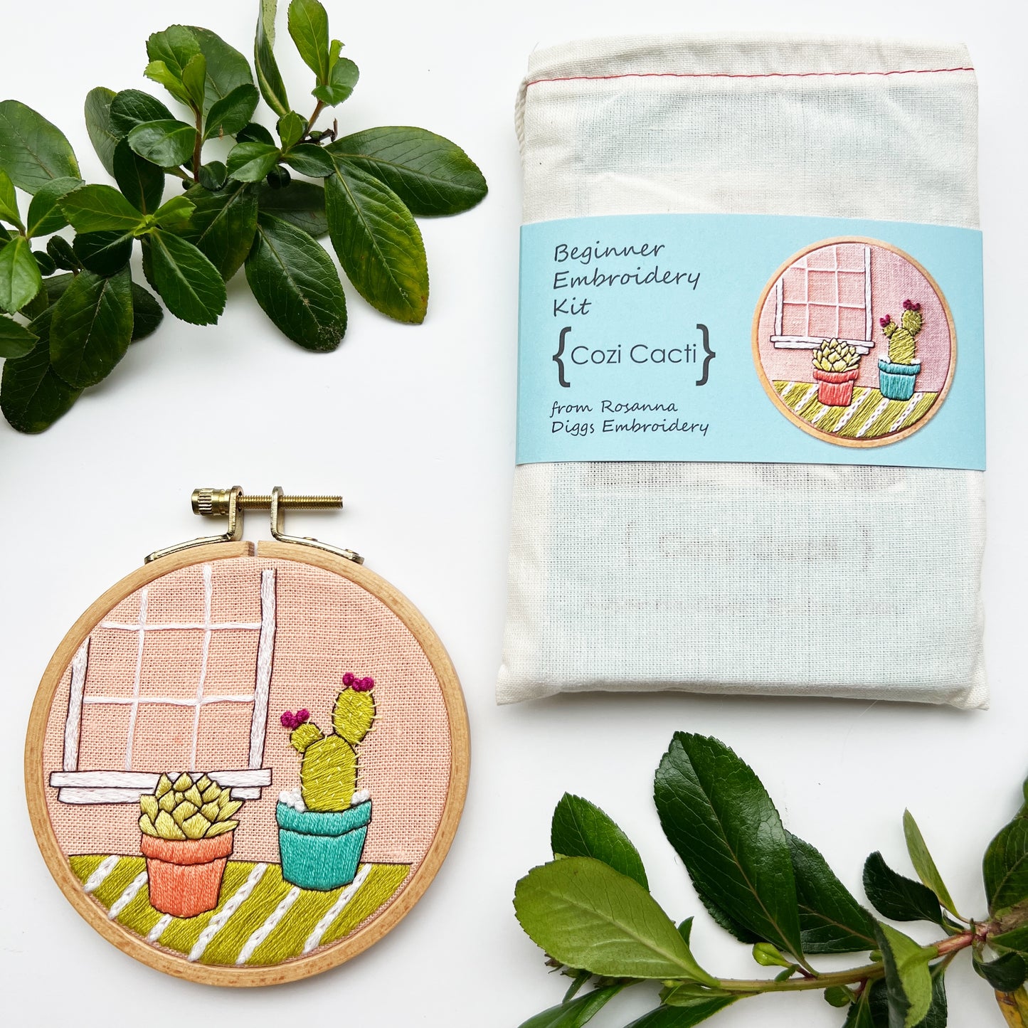 Cozy Cacti Complete Beginner Embroidery Kit packaging