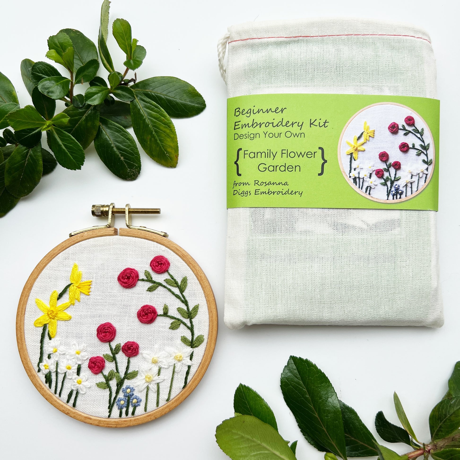 Family Flower Garden Design Your Own Embroidery Kit packaging