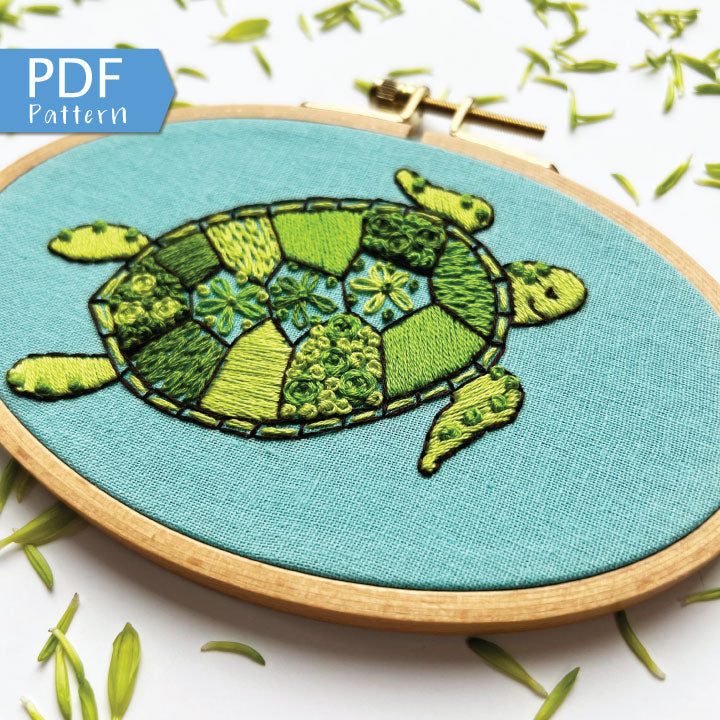 Green Sea Turtle: Design Your Own PDF Embroidery Pattern