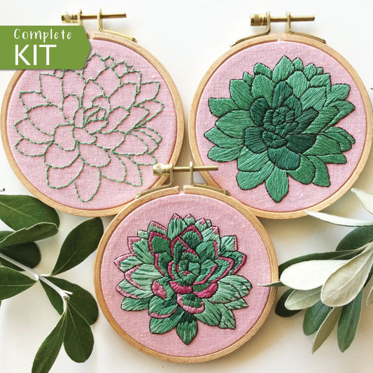 Sweet Succulents: Choose Your Skill Level Embroidery Kit