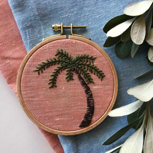 Completed Beginner Kit Palm Tree by Rosanna Diggs Embroidery.