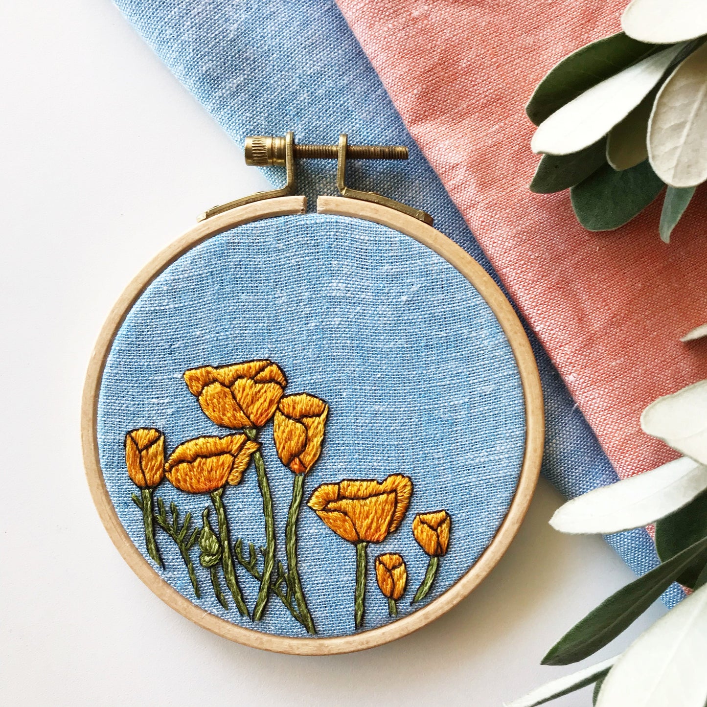 Peaceful Poppies: Intermediate PDF Embroidery Pattern