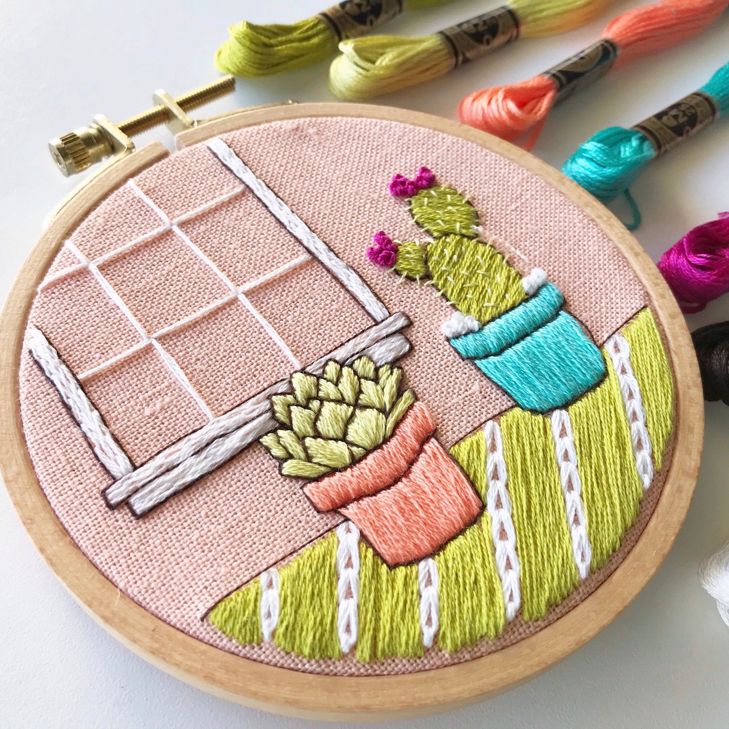 Cozy Cacti: Beginner PDF Embroidery Pattern