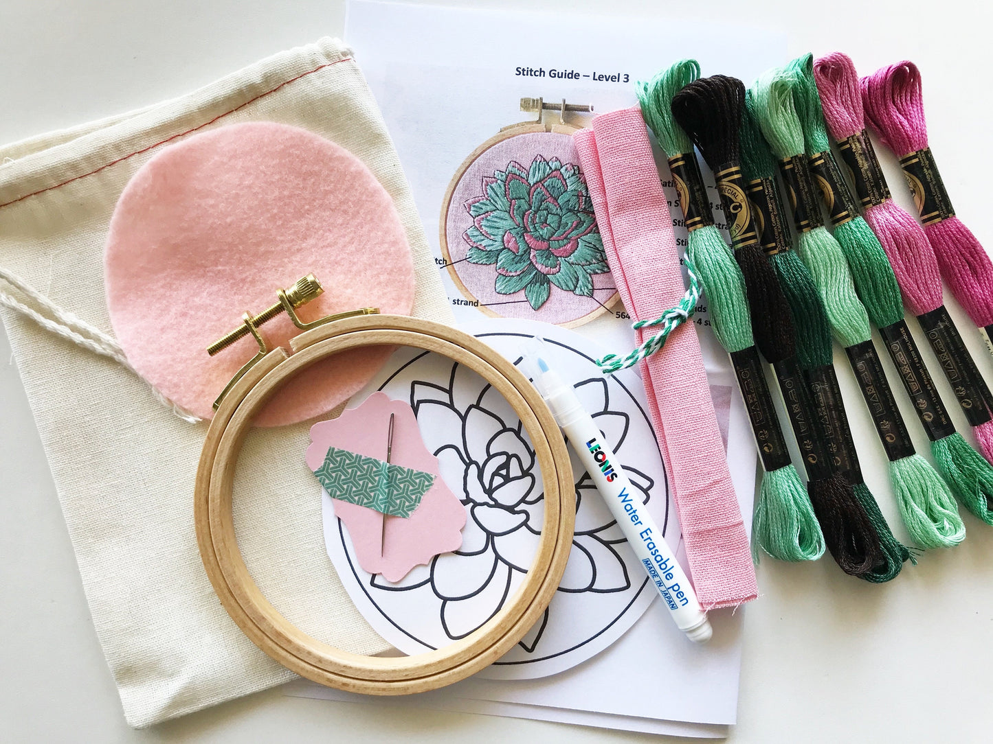 Sweet Succulents: Choose Your Skill Level Embroidery Kit