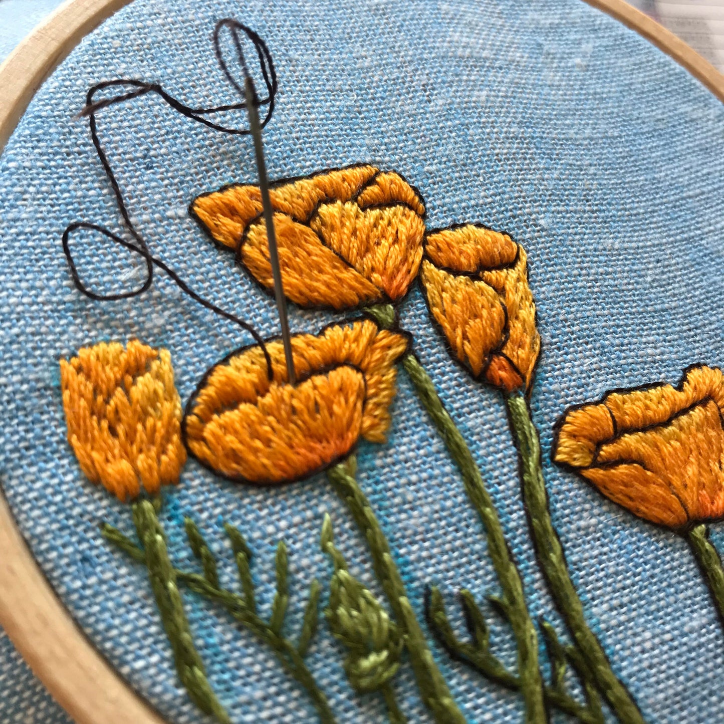 Peaceful Poppies: Intermediate Embroidery Kit