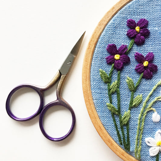 Mini Purple or Red and Gold Embroidery Scissors