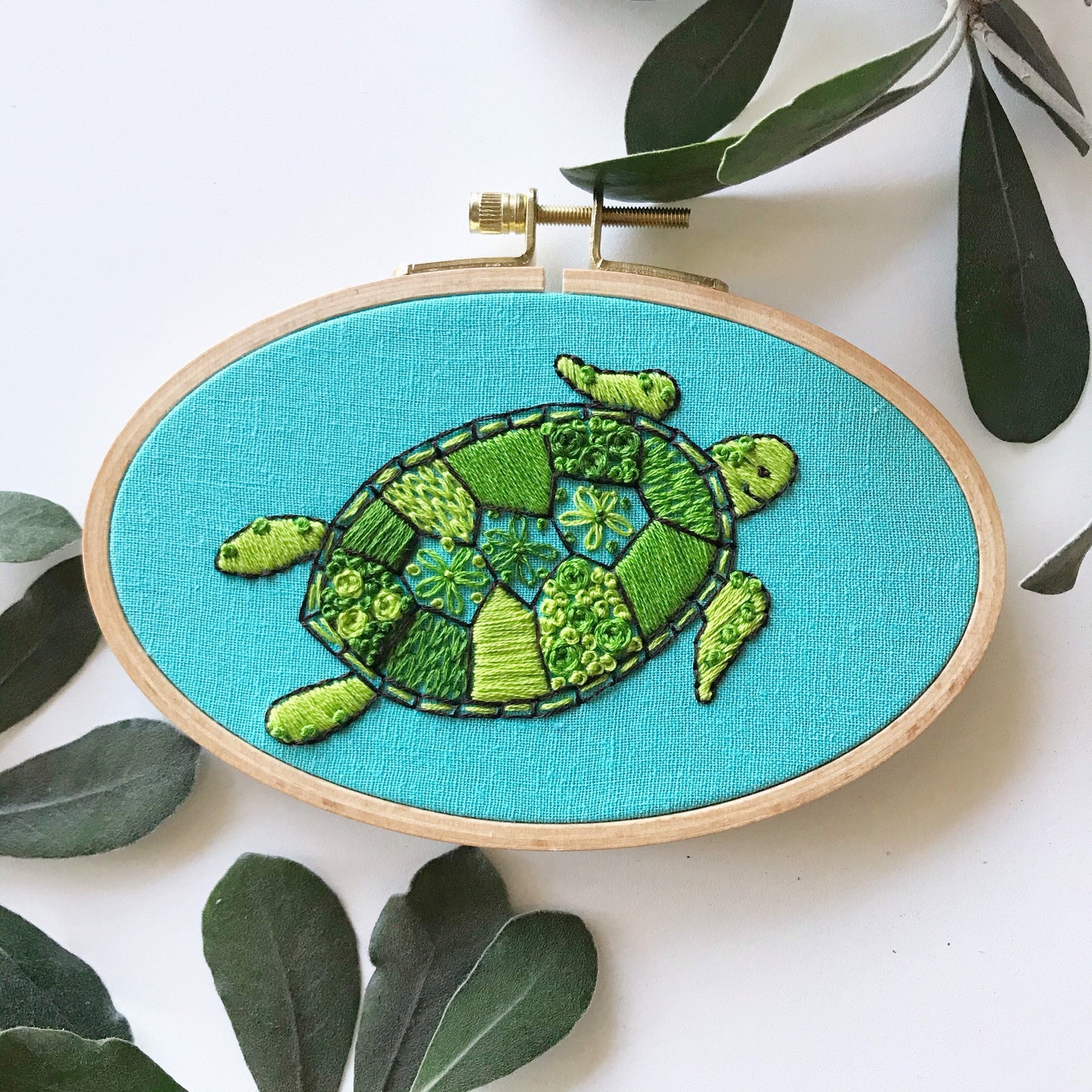 Green Sea Turtle: Design Your Own Embroidery Kit