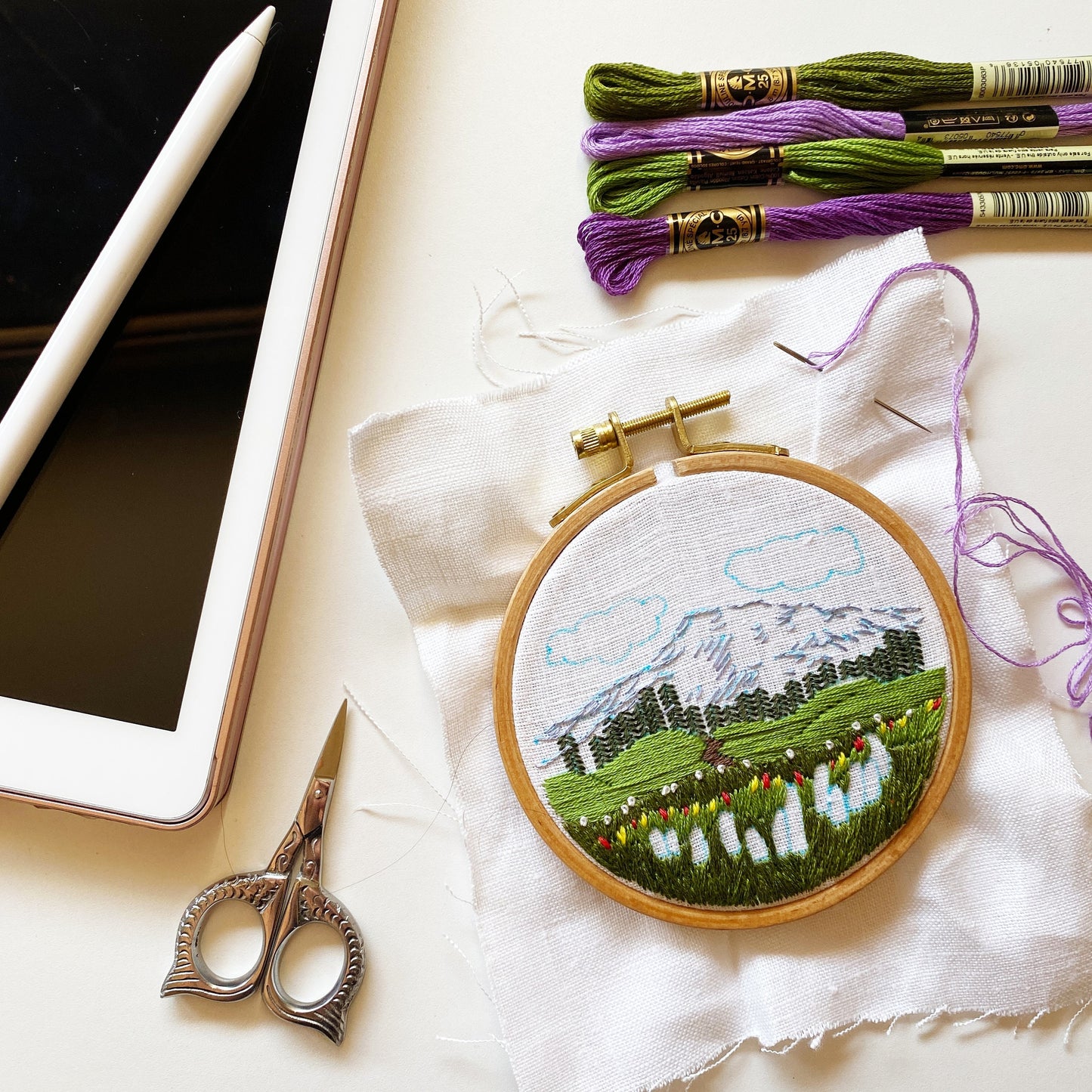 Mount Rainier: Beginner Embroidery Kit