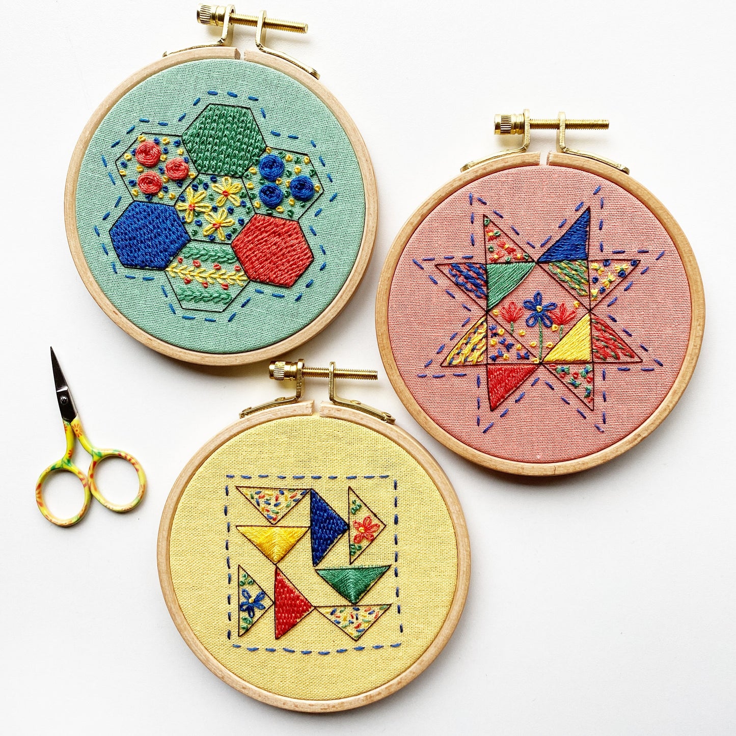 Hexie Harmony: Beginner PDF Embroidery Pattern