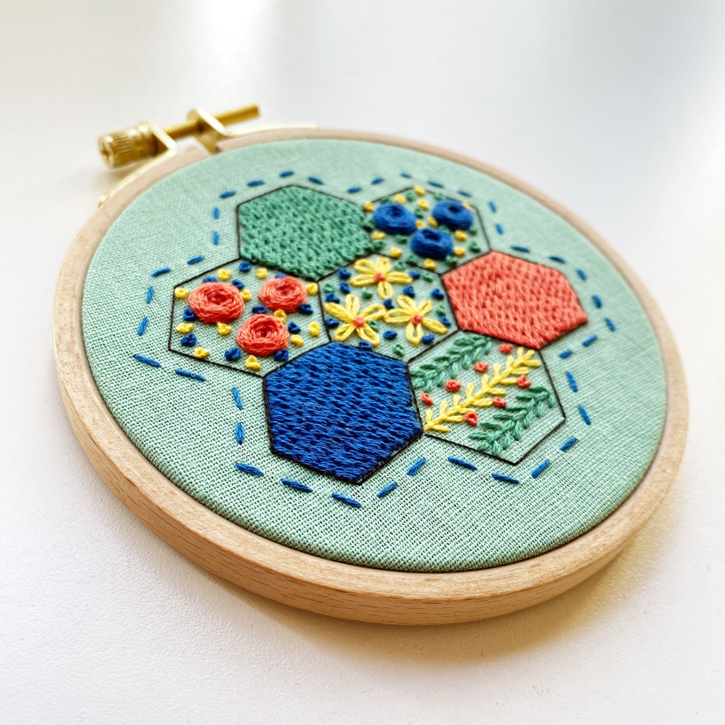 Hexie Harmony: Beginner PDF Embroidery Pattern