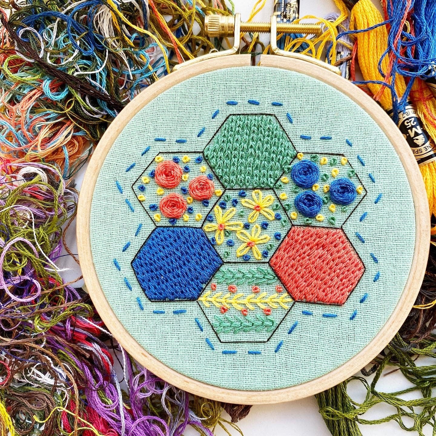 Hexie Harmony: Beginner PDF Embroidery Pattern